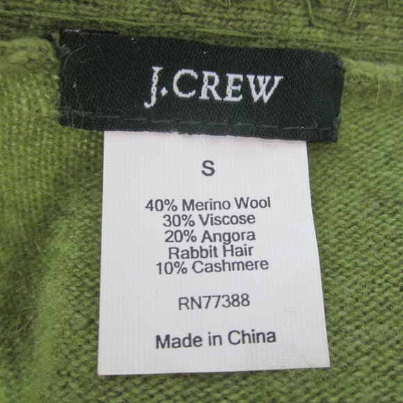 J Crew Women S Olive Green Angora Merino Wool Cashmere Beaded Pearls LS Cardigan - Picture 4 of 9